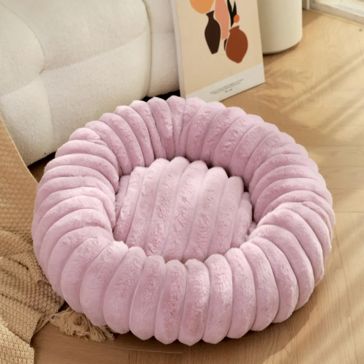 Coussin chien rond peluche chaud 40-70cm