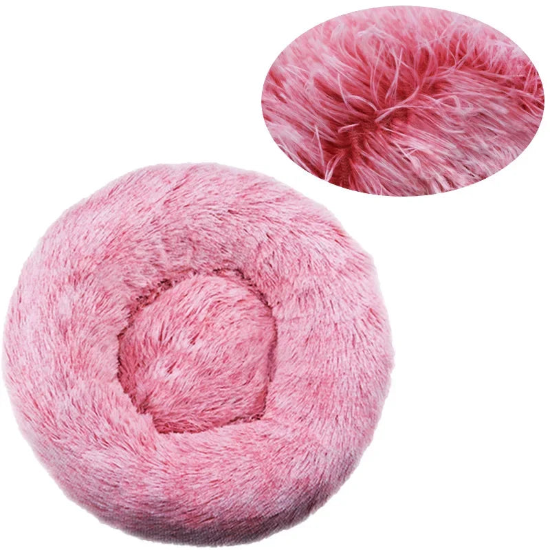 Coussin chien lit rond peluche toutes tailles chat