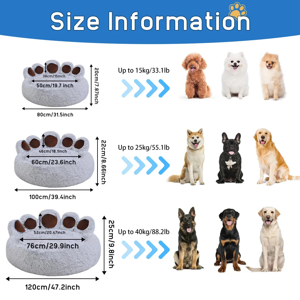 Coussin chien douillet forme patte hiver