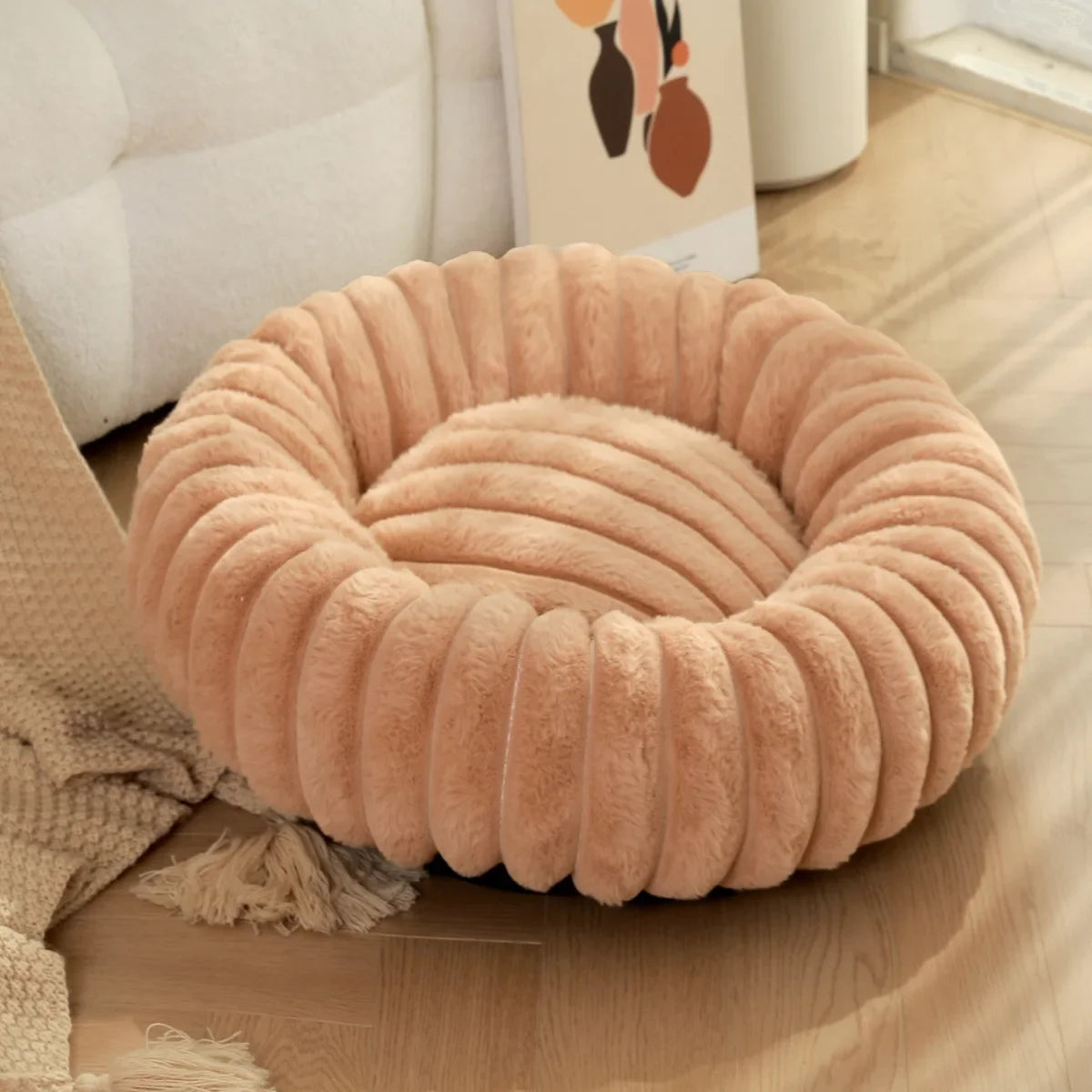 Coussin chien rond peluche chaud 40-70cm