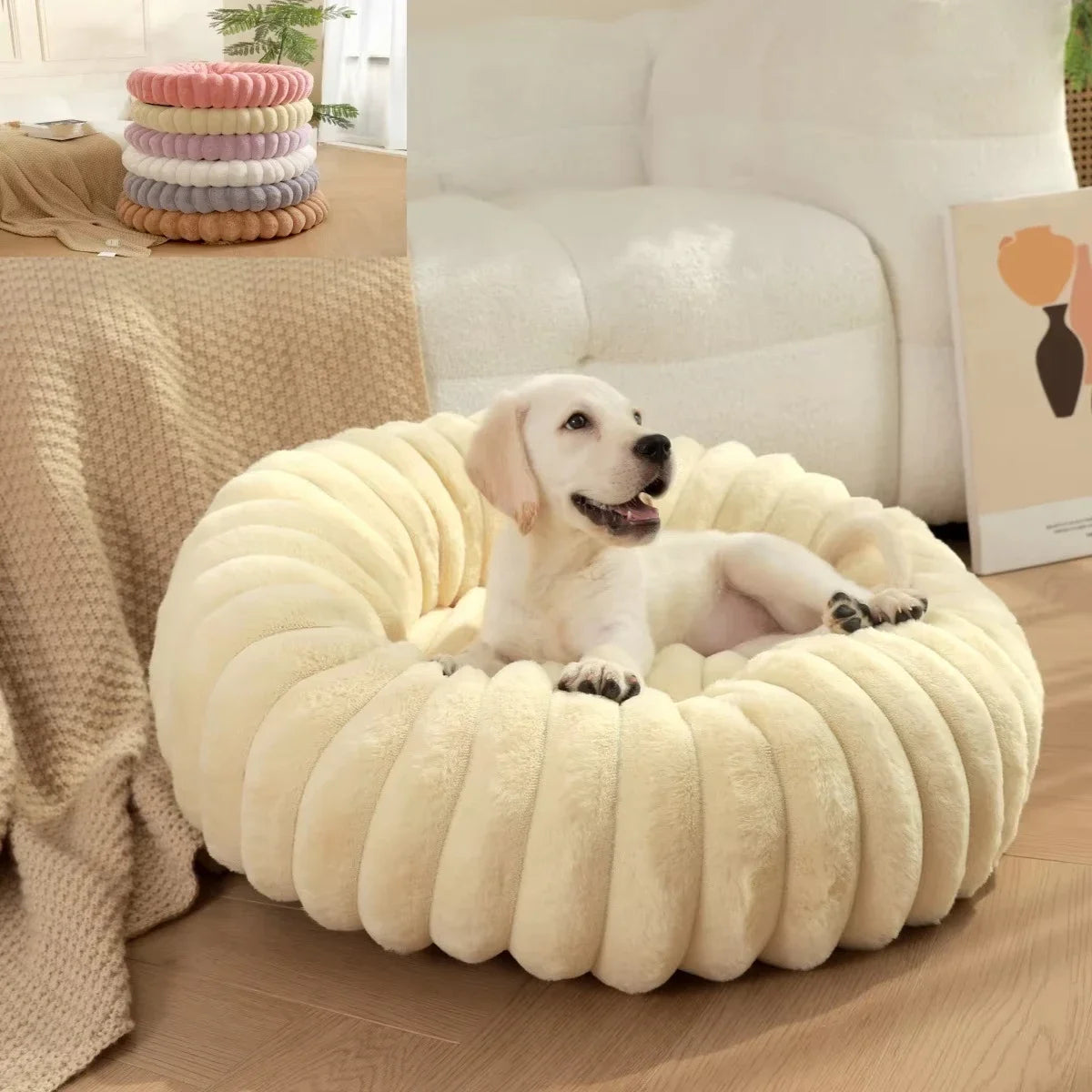 Coussin chien Lit Rond Ultra Doux Hiver Chat