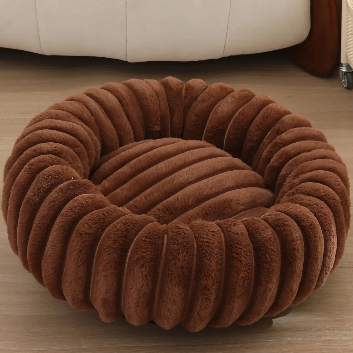 Coussin chien Rond Peluche Ultra-Doux Lavable