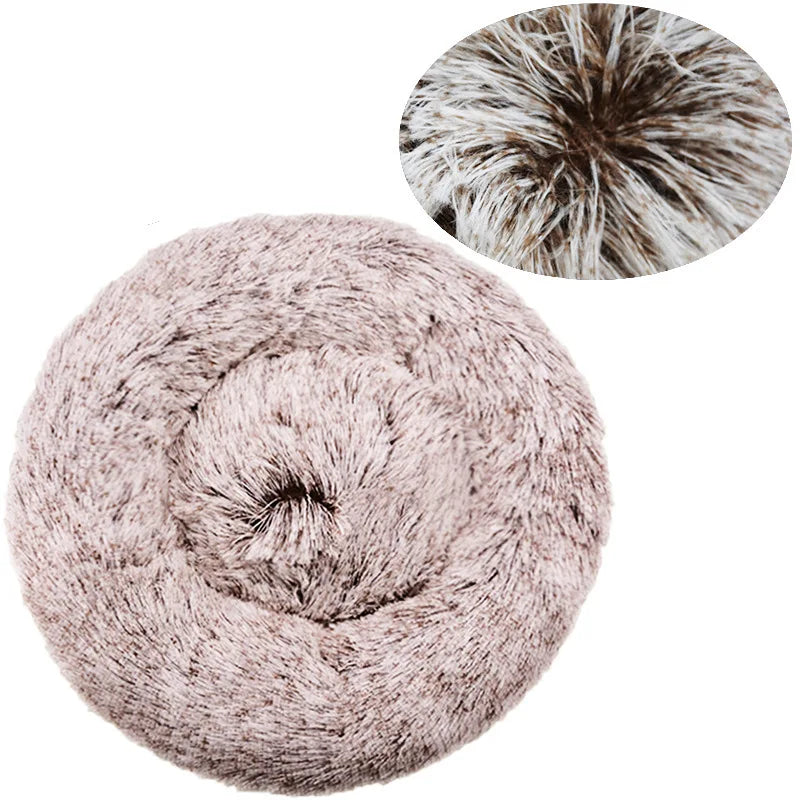 Coussin chien lit rond peluche toutes tailles chat