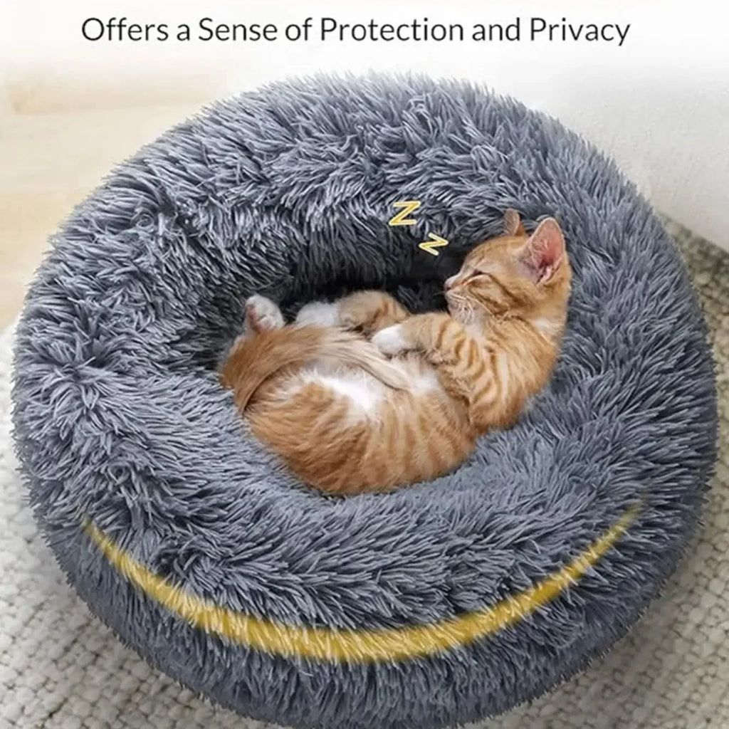 Coussin chien chat rond moelleux chaud lavable